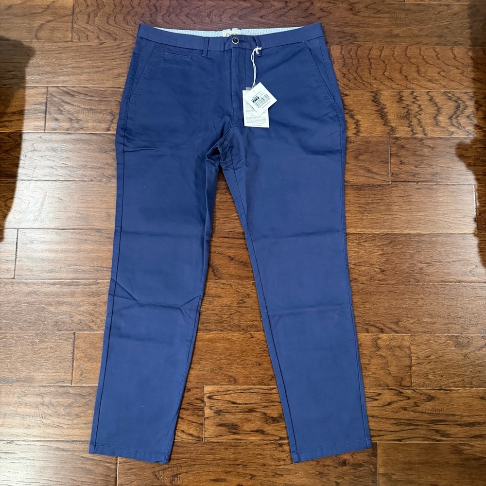 Perk Pants Mens 38x31 Feel Good Chinos Slim Fit Stretch Flat Front NWT Blue